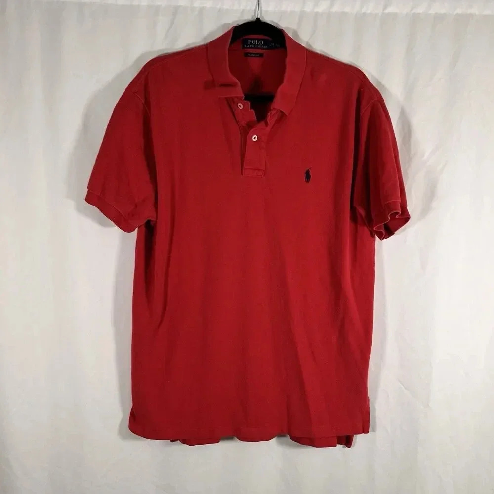Polo Ralph Lauren Shirt Men's Large Red Short Sleeve Classic Fit 100% Cotton